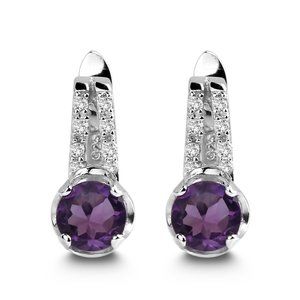 Amethyst Gemstone Cubic Zirconia Earring